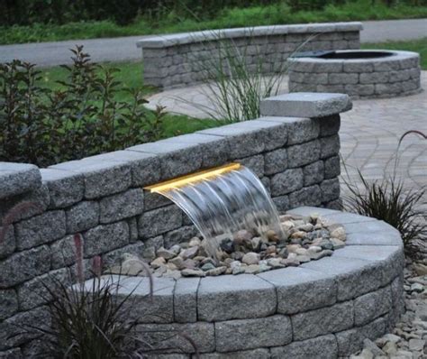 Concrete Block Water Fountain Build Itself With Lighting Waterfalls Backyard Outdoor Water