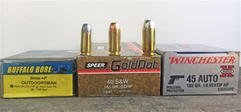 Best Defensive Ammo 9mm Vs 40 Sandw Vs 45 Acp Handguns