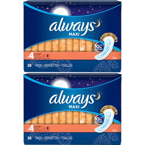 2 Pack Always Maxi Overnight Protection Pads Without Wings Size 4 28