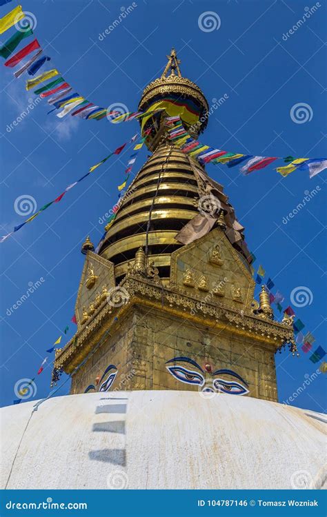 Grande Stupa Nello Stupa Di Swayambhunath Kathmandu Fotografia