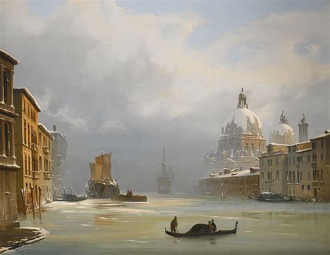 Ippolito Caffi Venice A View Of The City Under Snow With The Church Of