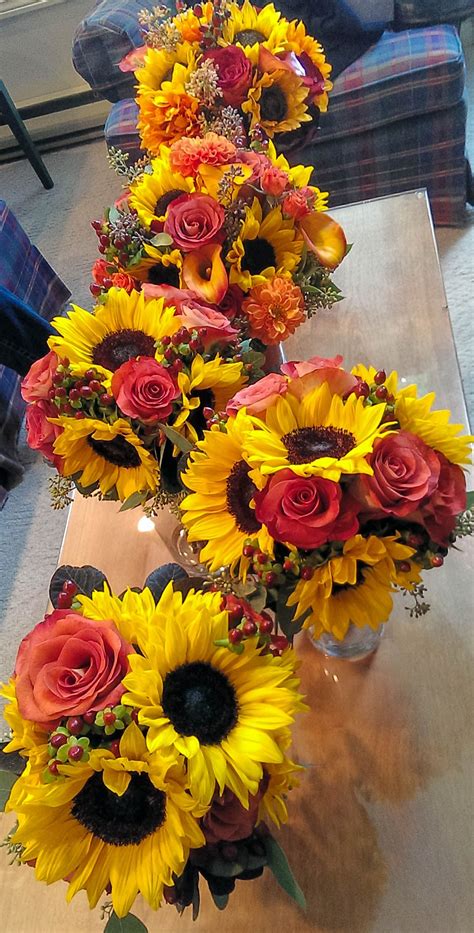 Sunflower Rust Rose And Berry Fall Bouquets Fallbouquets