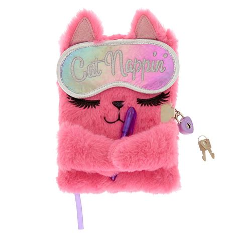 Claires Sleepy The Cat Lock Plush Diary Girly Accessories Cute