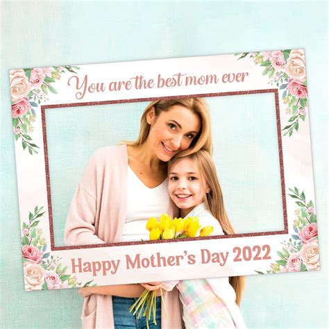 Personalized Mothers Day Selfie Frame Best Mom Ever Selfie Frame Photo Booth Happy Mothers