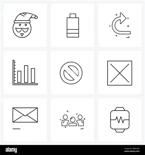 9 universal line icon pixel perfect symbols of wrong no arrow chart business vector