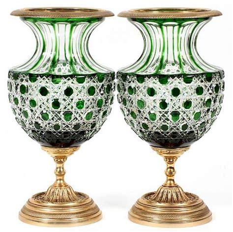 Martin Benito French Cut Crystal And Bronze Urns Sold At Auction On