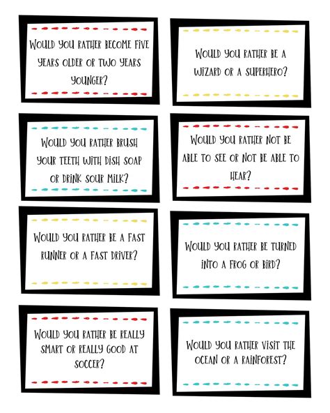 Would You Rather For Kids Question Cards For Kids Kids Etsy Would