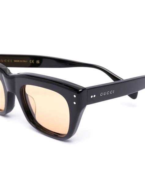gucci rectangle sunglasses gg1365sa 002 shiny black frame yellow lenses 889652418360 ebay