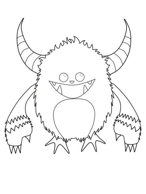 Monster mit drei augen ausmalbild gratis ausdrucken. Kostenlose Malvorlage Halloween: Gehörntes Monster zum ...
