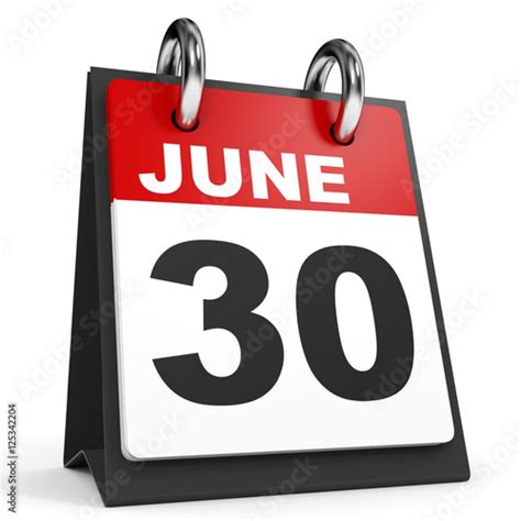 June 30 Calendar On White Background Stock Photo And Royalty Free