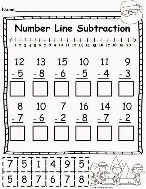 Number Line Subtraction Worksheet 1st Grade