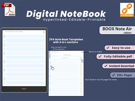 Boox Note Air Templates Digital Notebook Ipad Digital Notes Notebook