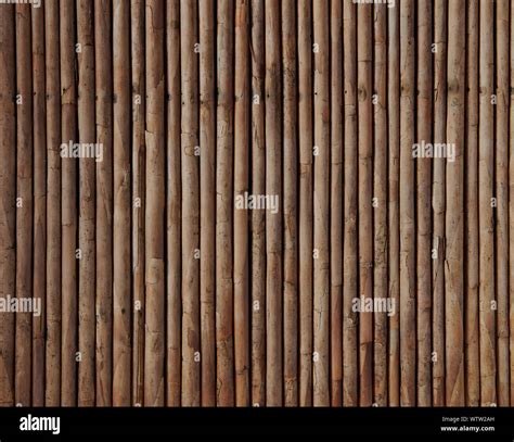 Bamboo Roof Background Pattern Of Yellow Dry Wood Straw Stock Photo