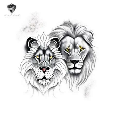 Realism Lion And Wolf Tattoo Idea Blackink Ai