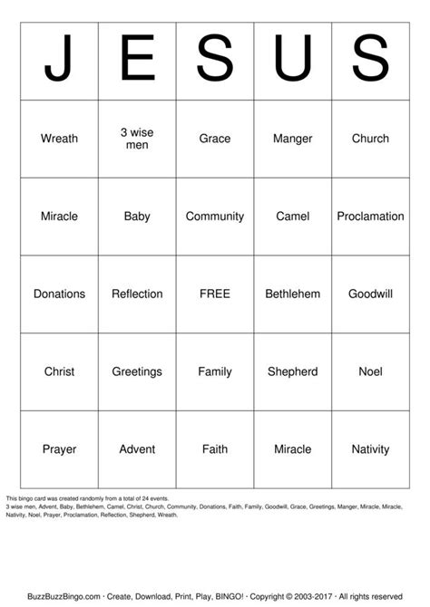 Jesus Bingo Cards To Download Print And Customize