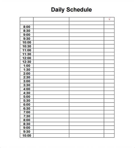 Daily Schedule Timeline Template