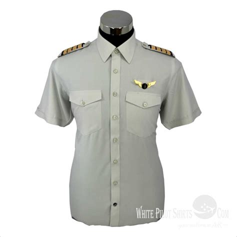 Light Grey Pilot Shirts 50 Cotton 50 Polyester Pilot Shirts Men