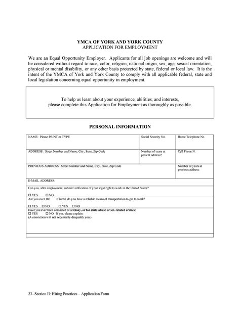employment job application form templates printable