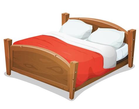 Front view of room with a bed and modern wooden night tables mockup. Wood Double Bed With Red Blanket 264984 Vector Art at Vecteezy
