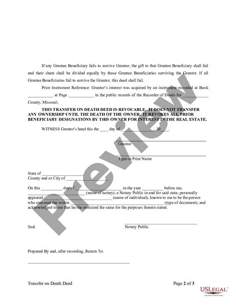 Missouri Transfer On Death Deed Or Tod Beneficiary Deed Us Legal Forms
