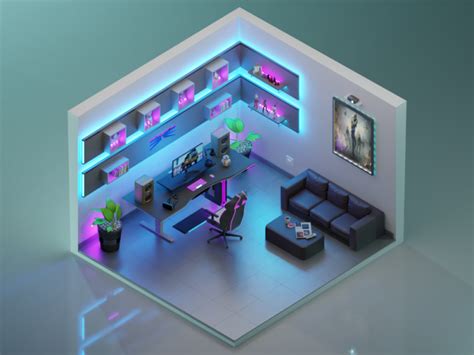 Little Isometric Gaming Room By Ahmed Jabnouni On Dribbble In 2021