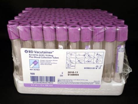 Bd Vacutainer Plastic Whole Blood Tube With Spray Coated K2edta