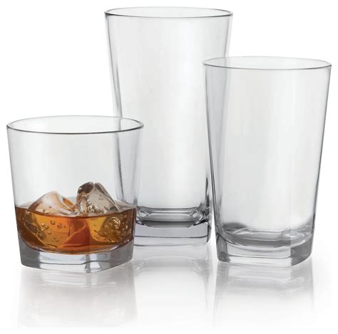 Cubed Drinking Glasses Set Of 4 Contemporary Everyday Glasses By G E T Enterprises Inc