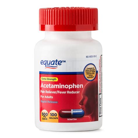 Equate Extra Strength Acetaminophen Rapid Release Gelcaps 500 Mg 100