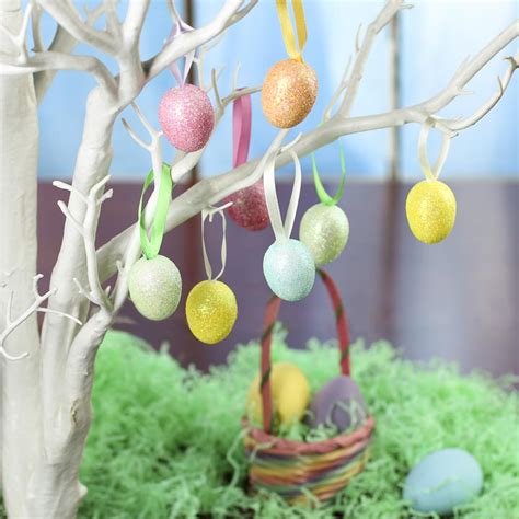 Glittered Pastel Easter Egg Ornaments Spring And Easter Holiday Crafts