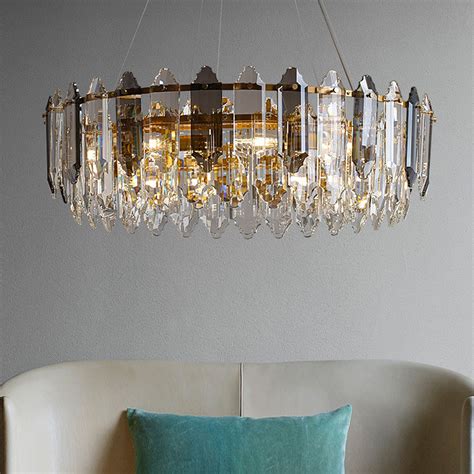 Round Glass Shade Metal Frame Chandelier Sofary