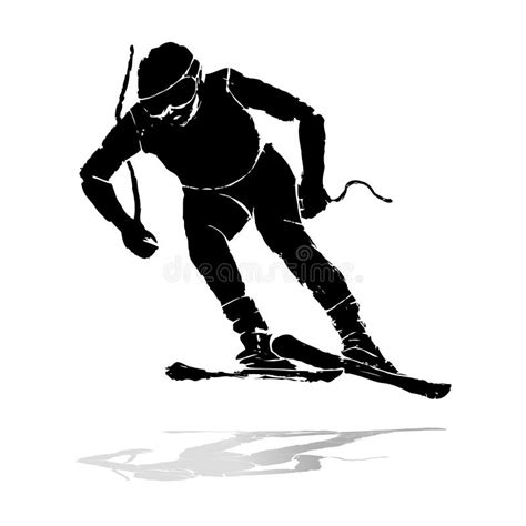 Silhouette Of Skier Vector Draw Stock Vector Illustration Of