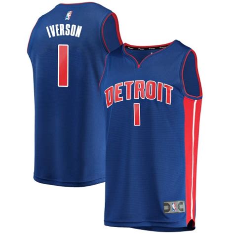 Fanatics Branded Detroit Pistons Swingman Blue Allen Iverson Fast Break