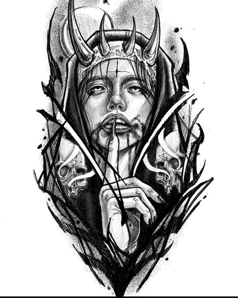 Evil Woman Dark Art Tattoo Tattoo Art Drawings Scary Tattoos
