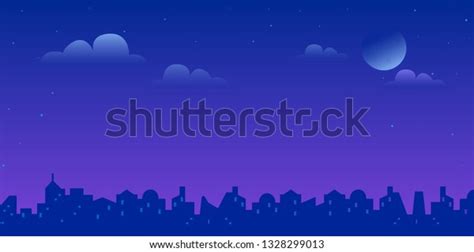 Night City Landscape Vector Gradient Illustration Stock Vector Royalty