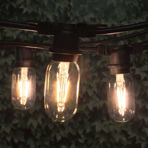 Led Vintage Outdoor String Light 100 Black Led T14 Edison Bulb