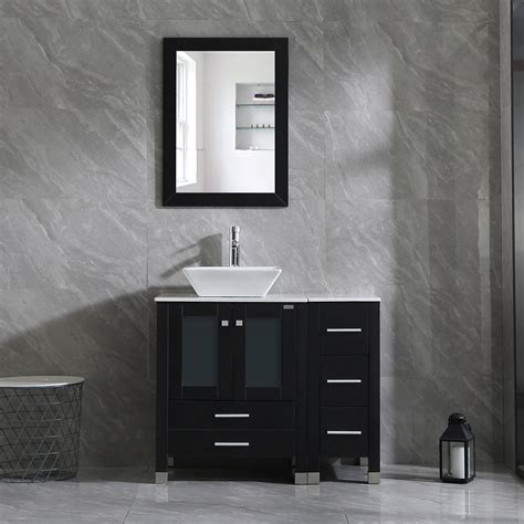 Wonline 36 Inch Bathroom Vanity Wood Cabinet Double Vessel