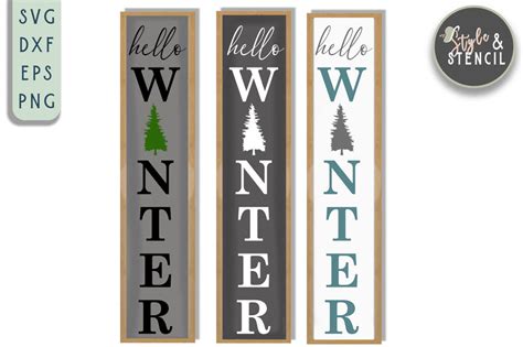 Christmas Porch Sign SVG  Hello Winter  Christmas SVG  Vertical Sign
