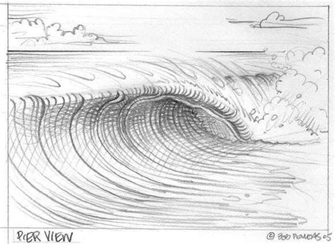 Как нарисовать волны карандашом поэтапно Рисование волн Рисовать Волны