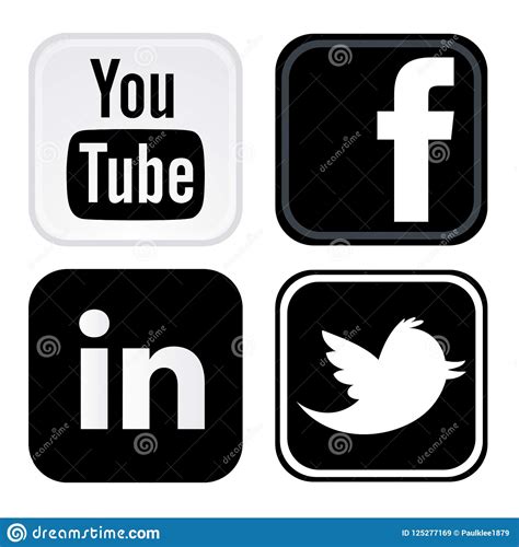 Facebook Twitter Youtube Linkedin Logo Printed On White Paper