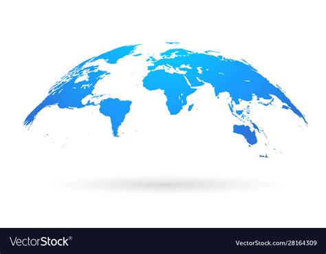 Spherical Curved Blue World Map Royalty Free Vector Image
