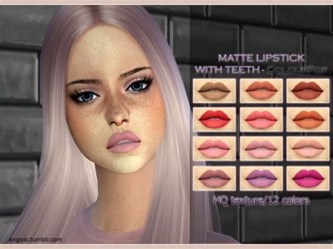 The Sims Resource Matte Lipstick With Teeth By Angissi Sims 4 Downloads