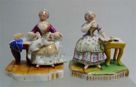 Exquisite 19th C Pair Of Miniature Porcelain Figurines From