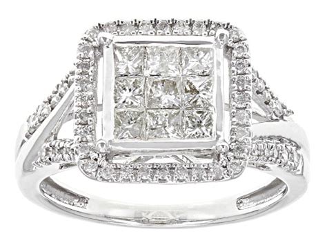 Pre Owned 100ctw Round And Princess Cut White Diamond 10k White Gold