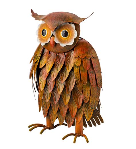 Handcrafted And Hand Painted Indooroutdoor Metal Owl Sculpture Wind