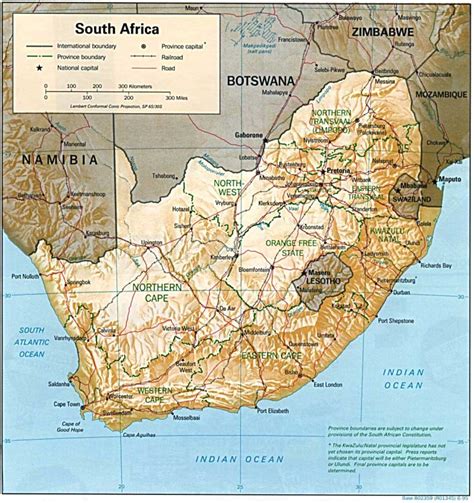 South Africa Relief Map •