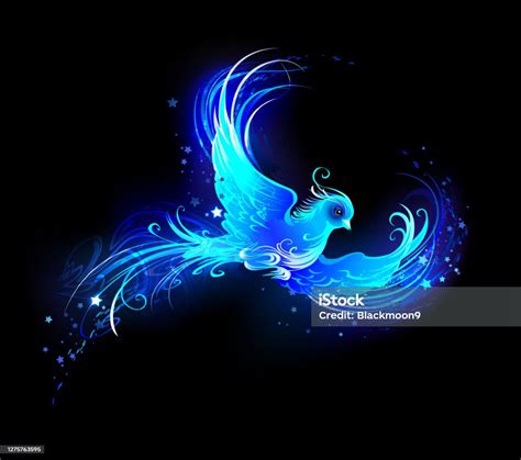 นกเปลวไฟสีฟ้า ภาพประกอบสต็อก ดาวน์โหลดรูปภาพตอนนี้ นกฟีนิกซ์ ตัว