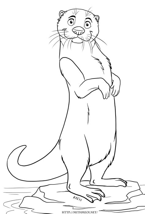 Baby Otter Walking Coloring Page Free Printable Coloring Pages