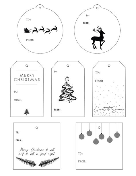 Black And White Modern Christmas T Tags Printable Cherished Bliss