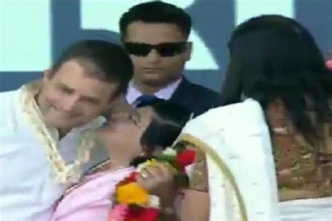 Watch Woman Kisses Rahul Gandhi On Stage During Valsad Rally India Tv