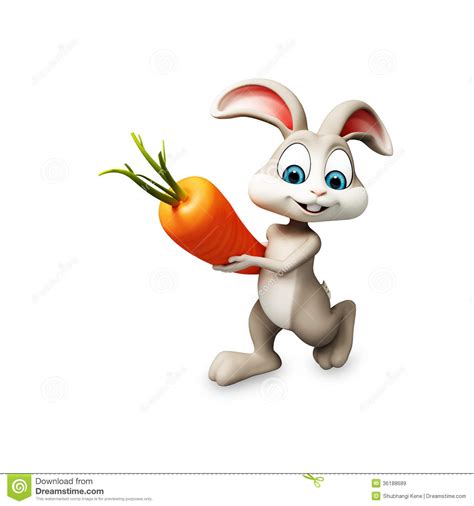 Easter Bunny Running With Carrot Stock Illustration Illustration Of